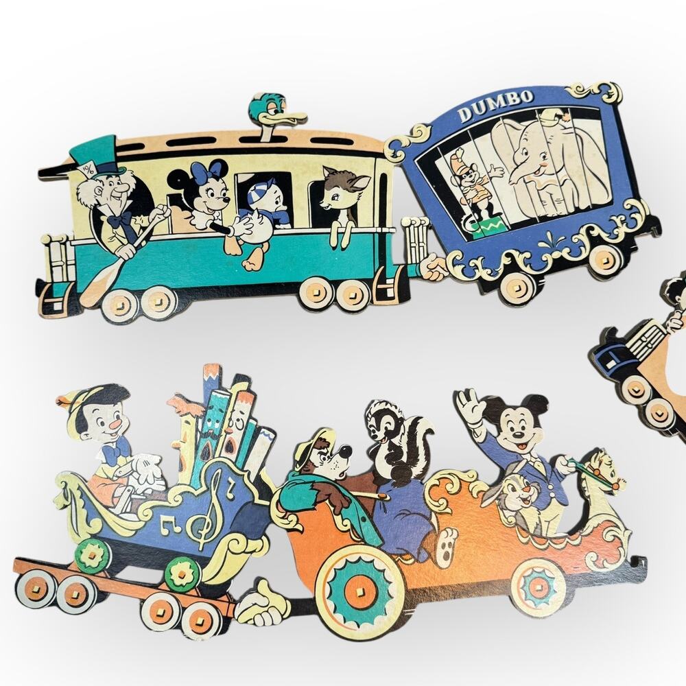 Vintage 1960's Walt Disney‎ Wall Decor Train Mickey 4 PCs